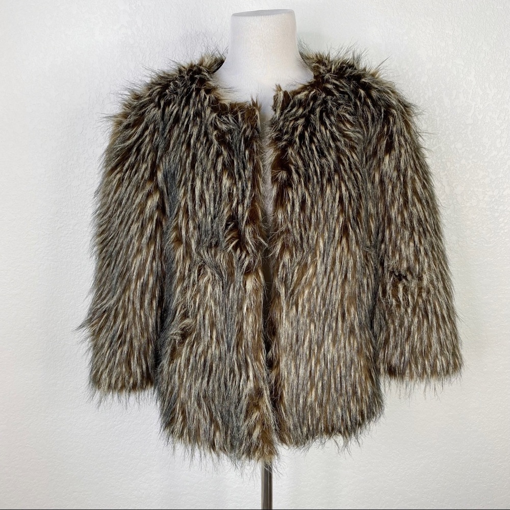 W By Worth Brown Faux Fur Jacket